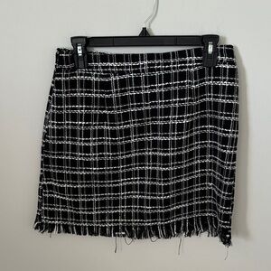 Classic Black and White Plaid Skirt